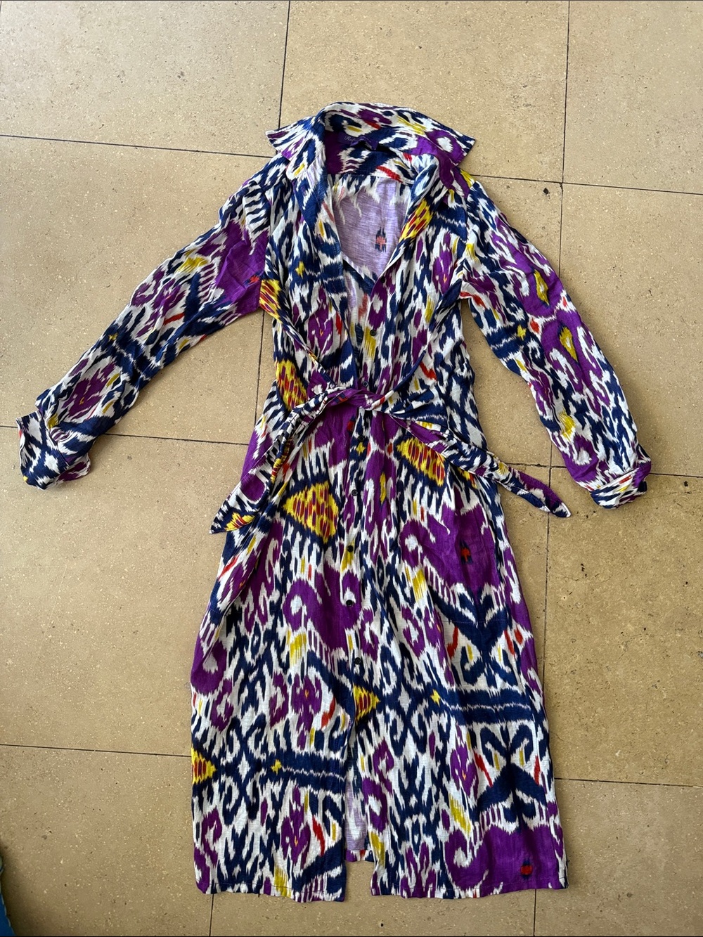 Ralph Lauren Purple Label Purple, Blue & Yellow Patterned Maxi Dress
